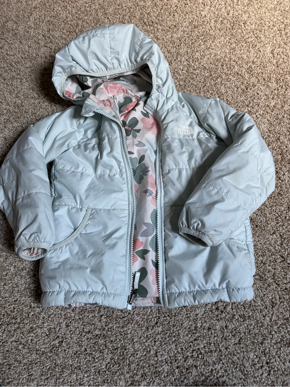 Northface down reverse jacket with flowers